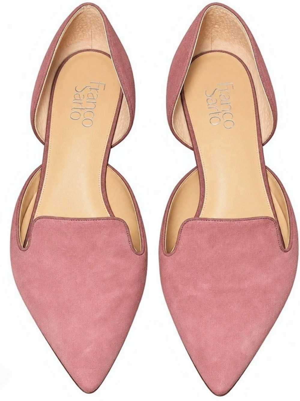 Pointed-Toe Pink Flats